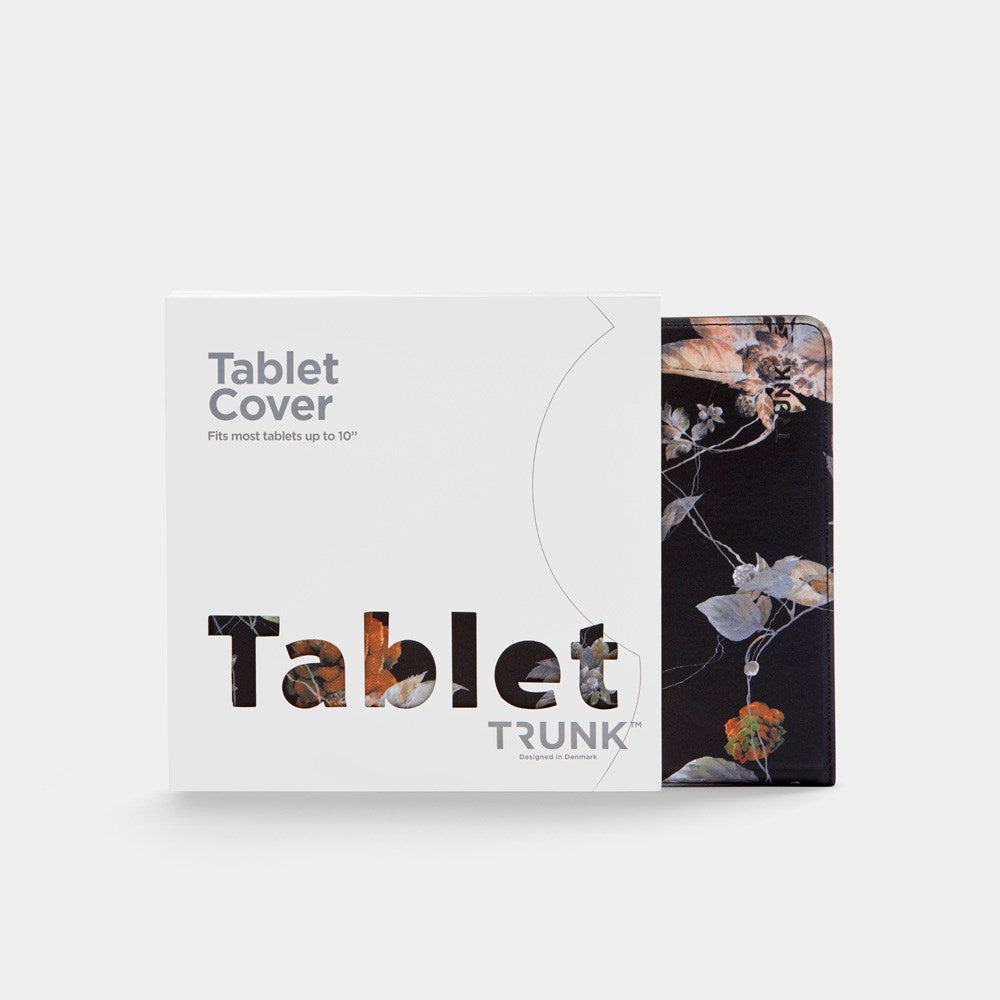 Trunk - Universal Flip Cover (24.5 x 17.5 x 1 cm) - Black Flower