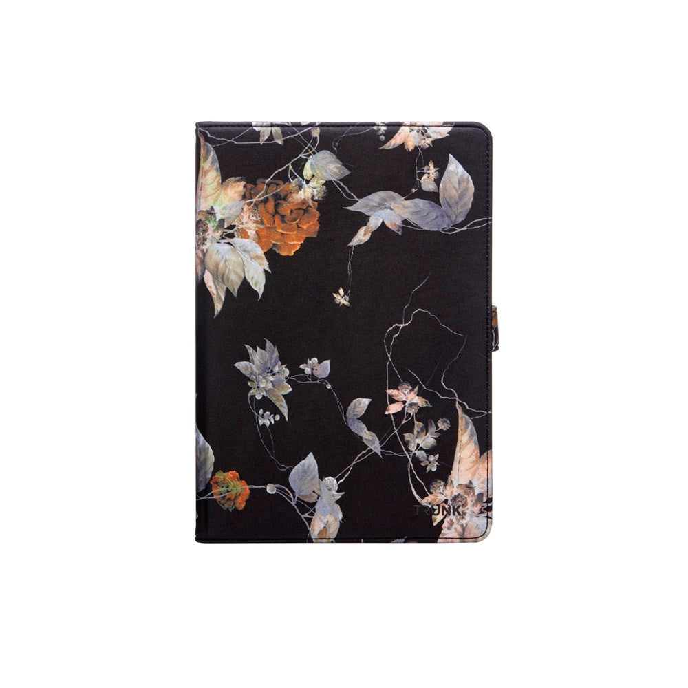 Trunk - Universal Flip Cover (24.5 x 17.5 x 1 cm) - Black Flower