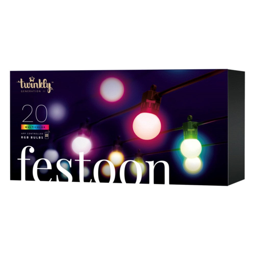 Twinkly Festoon Lights 20 RGB Lamper 10m - Sort Ledning