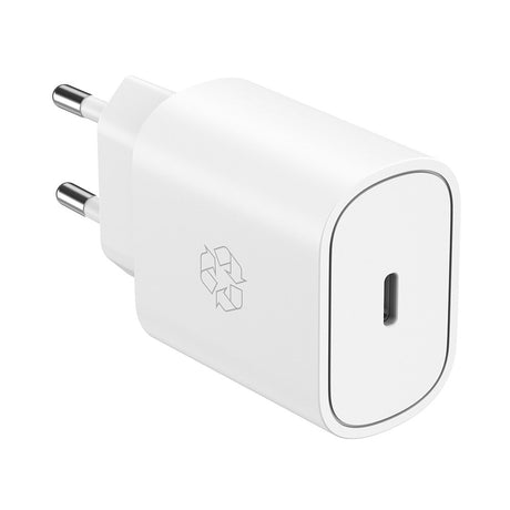 ËSSENTIALS by Upström PD 25W USB-C Genanvendt PlastikVægoplader  - Hvid