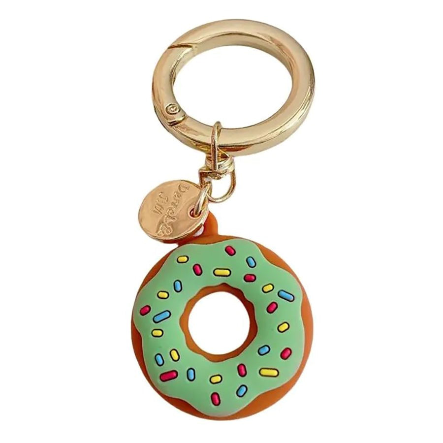 AirTag 1. & 2. Gen. Silikone Etui m. Rund Karabinhage - Donut Motiv - Grøn