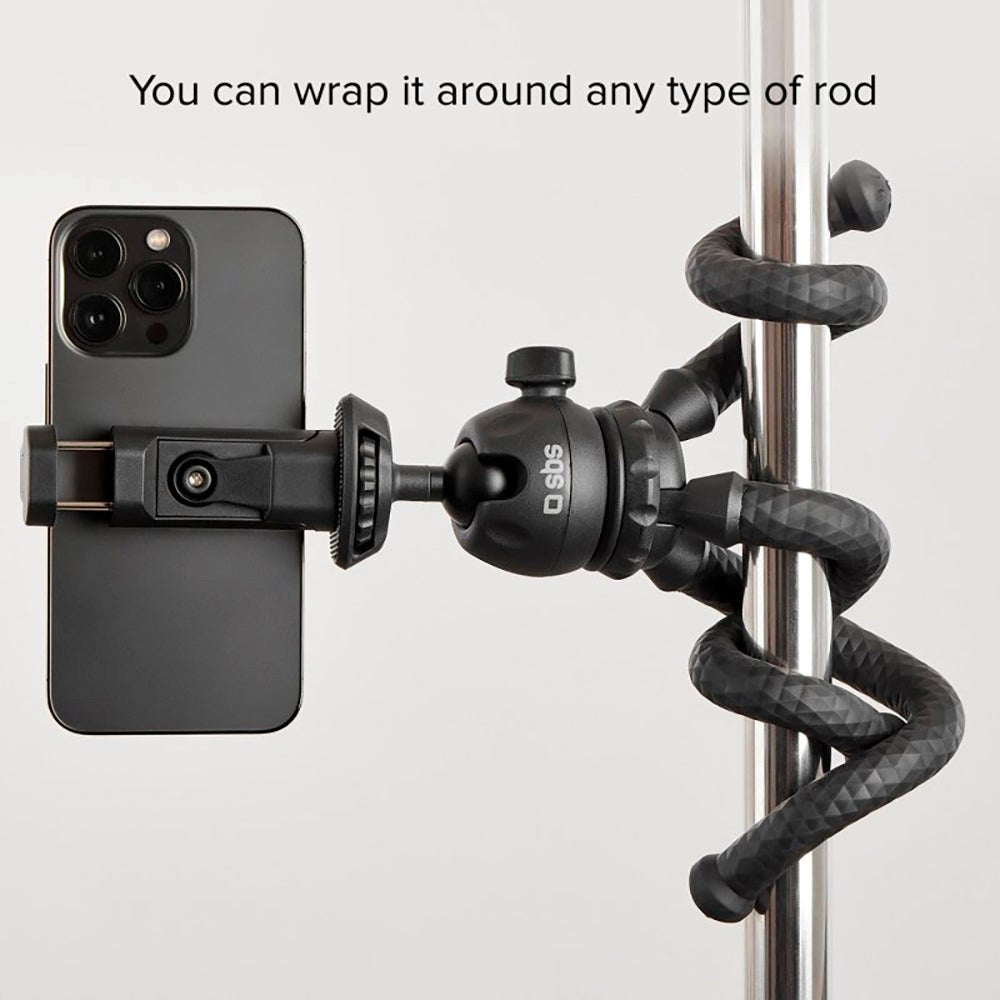 SBS Squid Pro - Tripod til Smartphone / Kamera - Max Mobil: 60 - 95mm - Sort