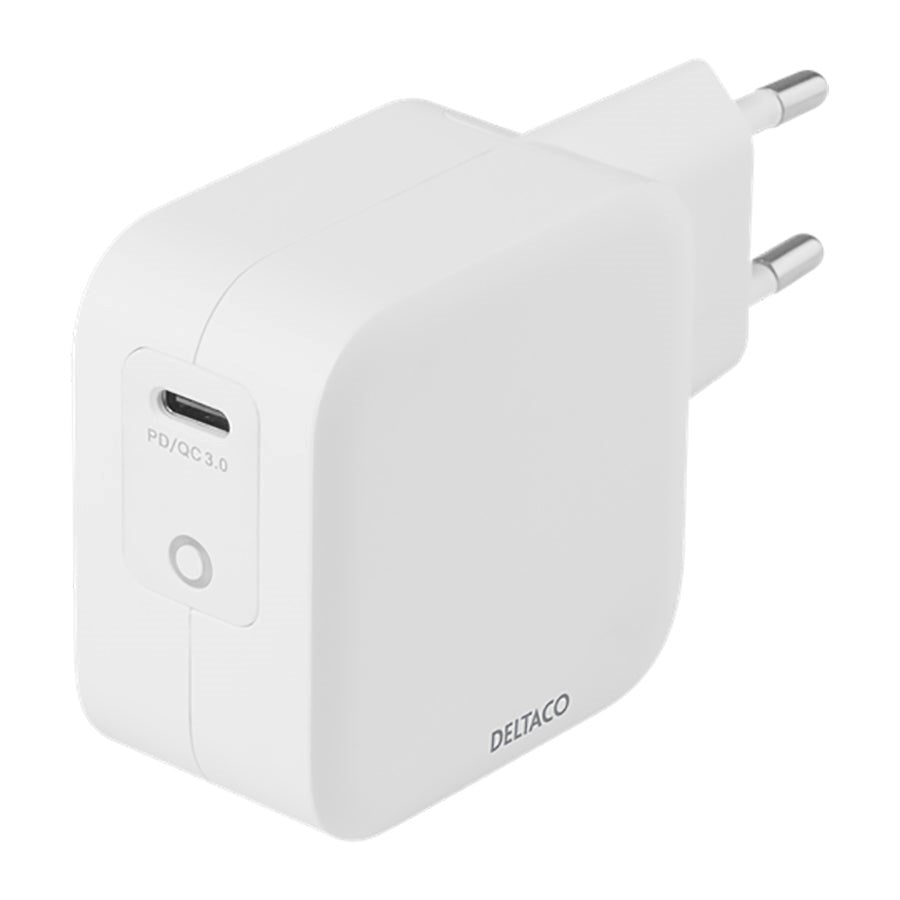 Deltaco PD 61W Vægoplader m. USB-C - Hvid