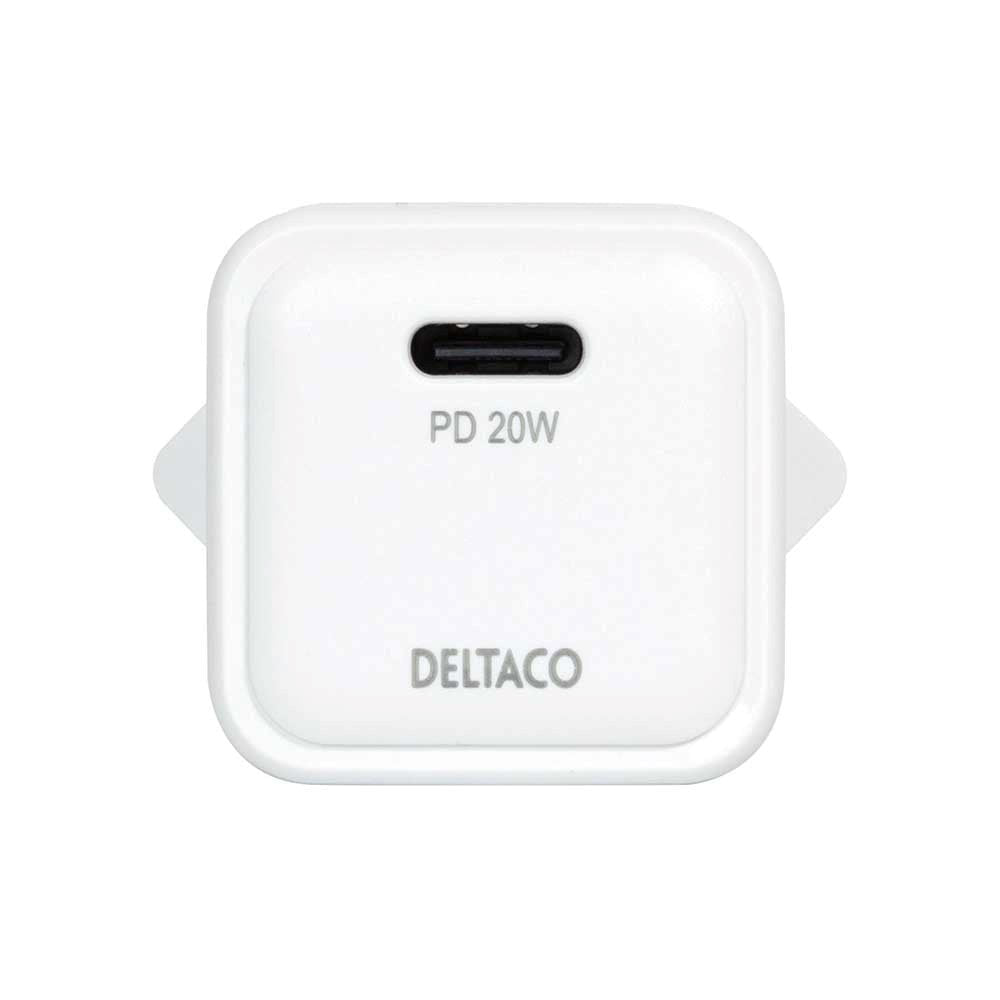 Deltaco Vægoplader m. USB-C PD 20W - Mini - Hvid