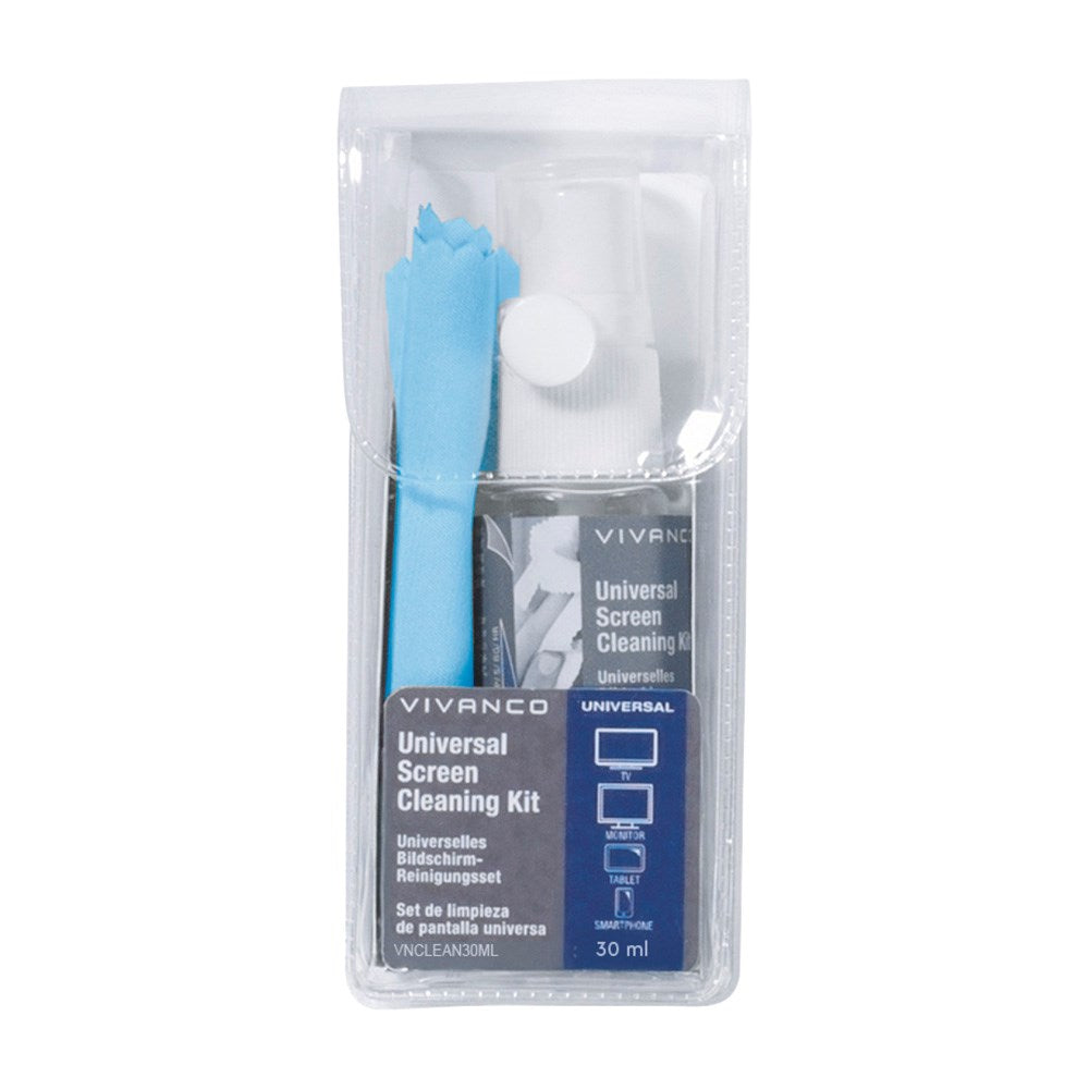 Vivanco Multifunktionelt Rengøringssæt m. Rens & Mikrofiberklud - 30 ml.
