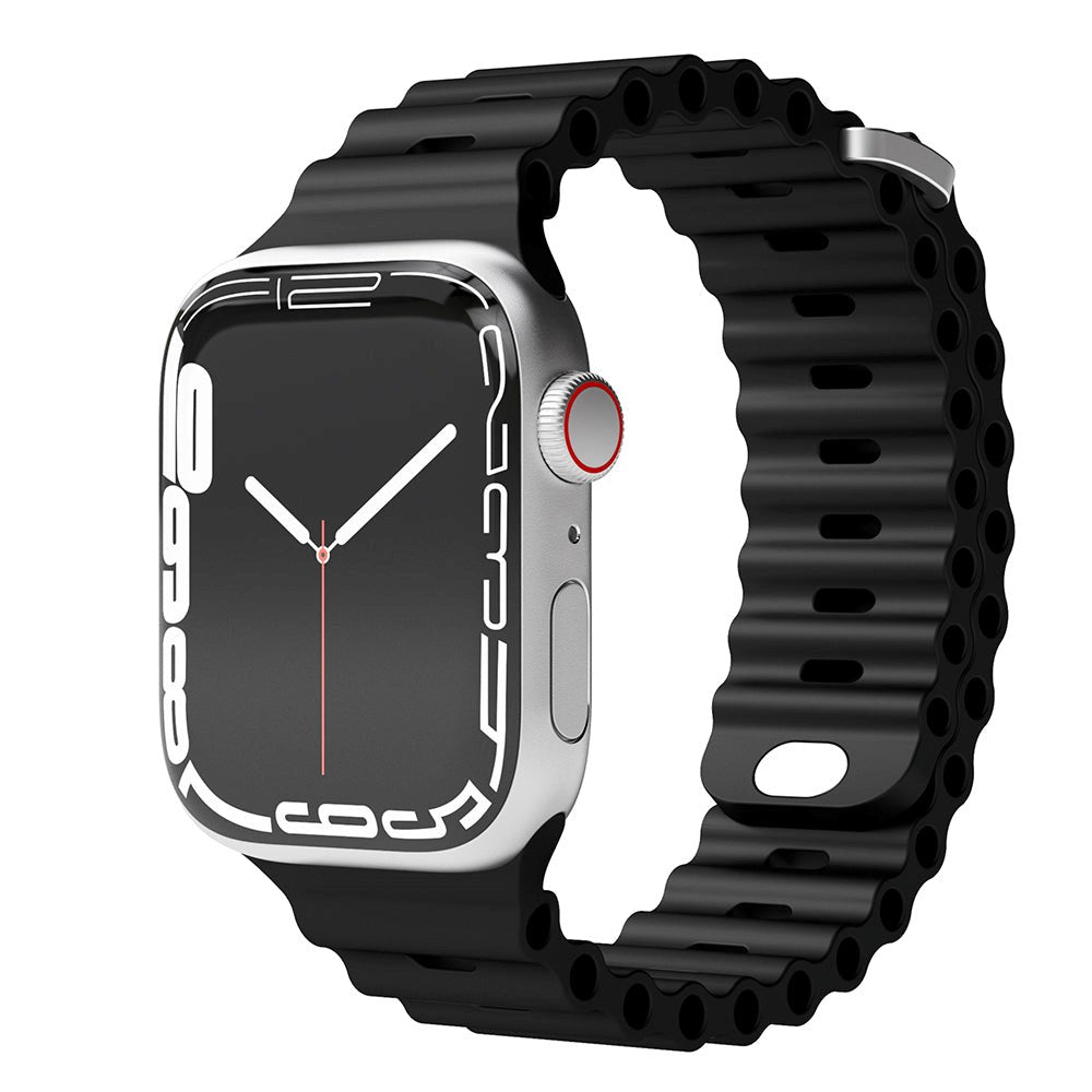 Vonmählen Apple Watch (38/40/SE/41/42mm) Wave Silikone Rem - Sort