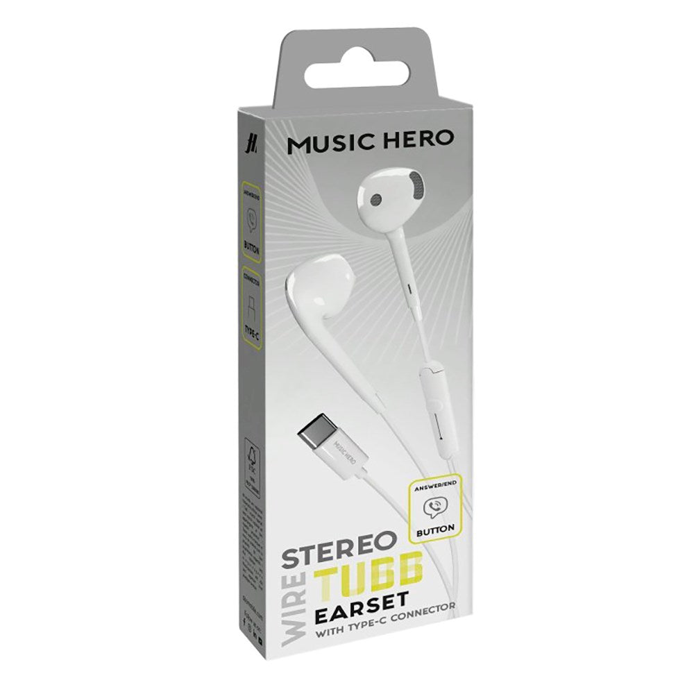 MUSIC HERO Tubb In-Ear Høretelefoner m. USB-C & Mikrofon - Hvid