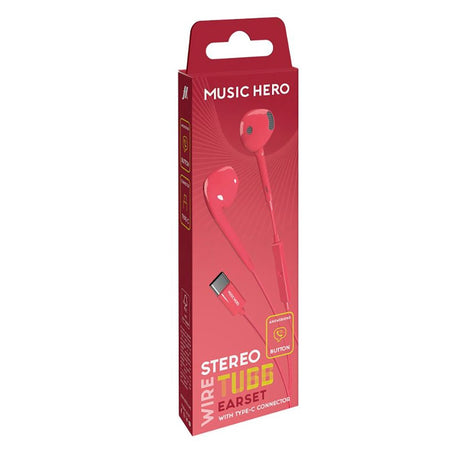 MUSIC HERO Tubb In-Ear Høretelefoner m. USB-C & Mikrofon - Rød