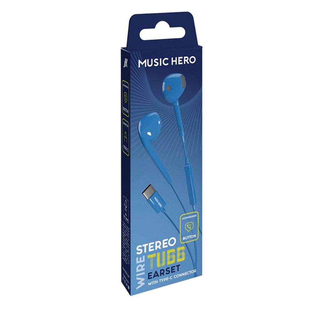 MUSIC HERO Tubb In-Ear Høretelefoner m. USB-C & Mikrofon - Blå