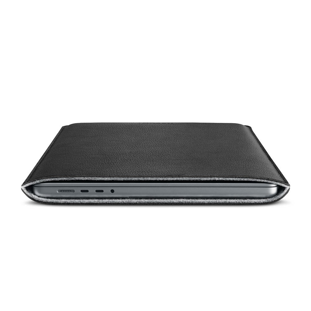 Woolnut Ægte Læder Sleeve til MacBook Pro 16" M4 / M3 / M2 / M1 (2024 - 2021) - 27.5 x 37.5 cm - Sort