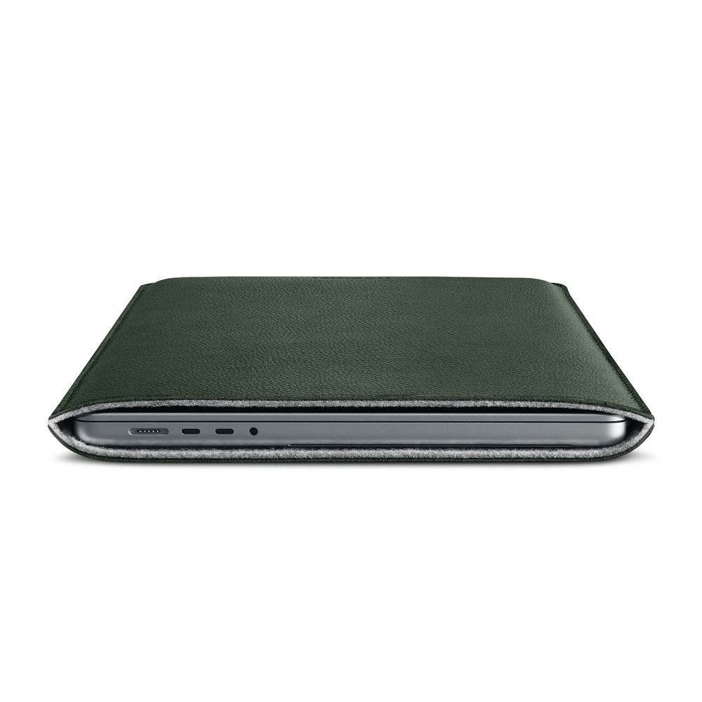 Woolnut Ægte Læder Sleeve til MacBook Pro 16" M4 / M3 / M2 / M1 (2024 - 2021) - 27.5 x 37.5 cm - Grøn