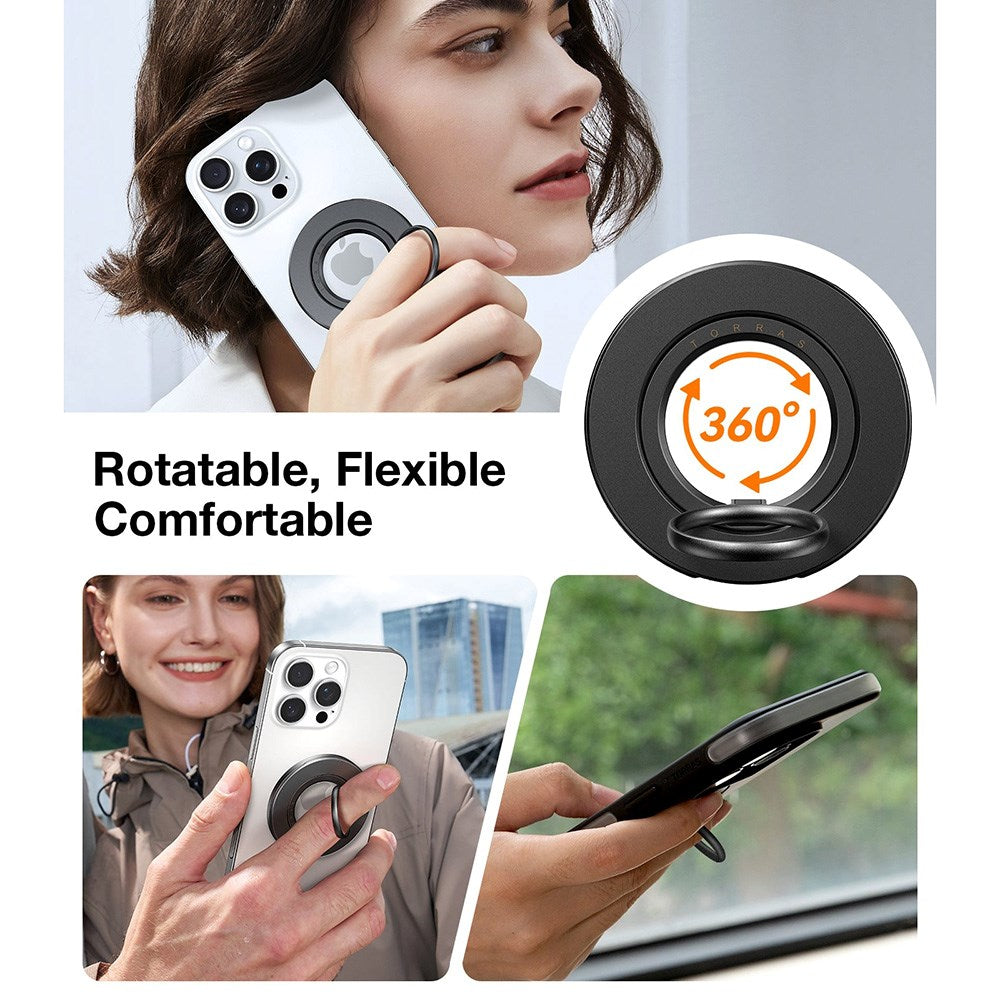 TORRAS - Fingerring m. Ståfunktion - MagSafe Kompatibel - Mørkegrå