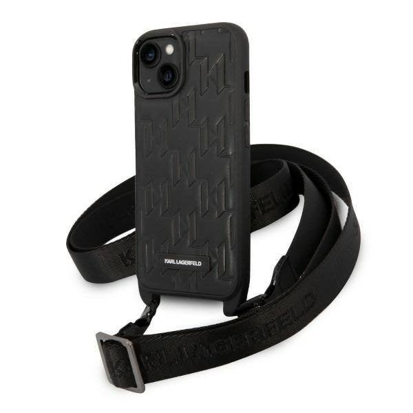 Karl Lagerfeld iPhone 14 Hybrid Cover Kunstlæder m. Strop- Sort