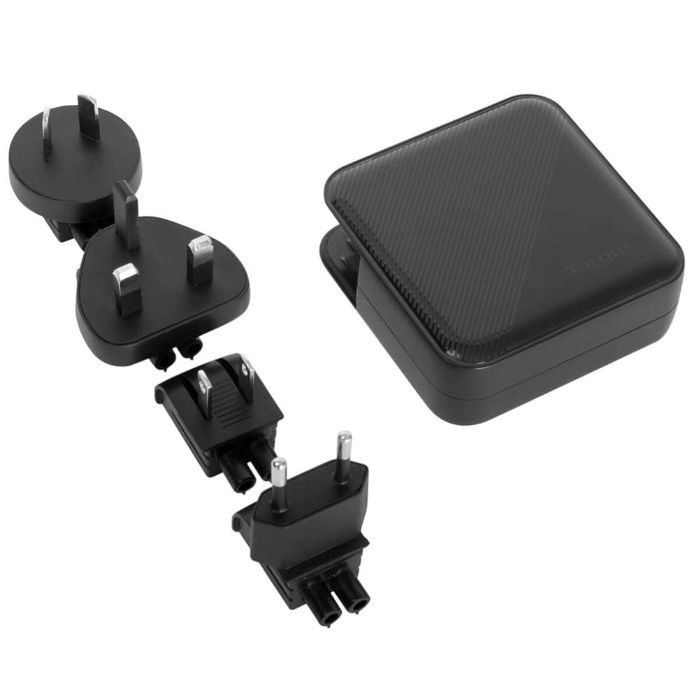 Targus 100W PD Vægoplader m. 2 x USB-C, 2 x USB-A og Rejseadaptere - Sort