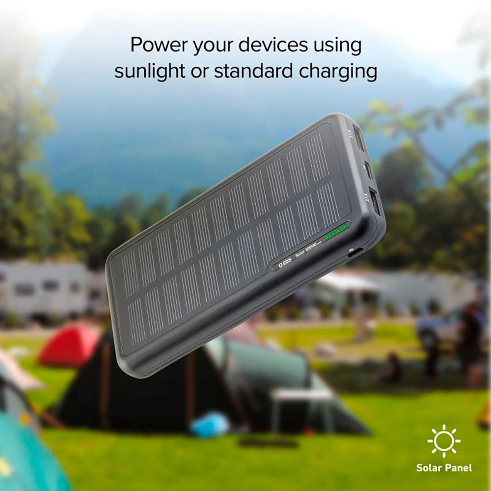 SBS Solar Powerbank m. 2x USB-A 10W IC - 10.000 mAh - Sort