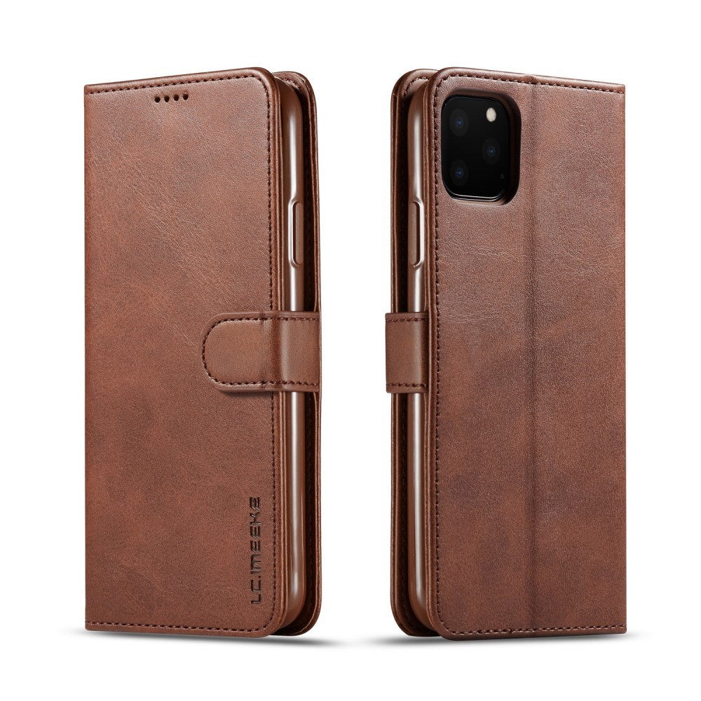 iPhone 11 Pro Max - Kunstlæder Flip Cover m. Kortholder & Ståfunktion - Mørkebrun