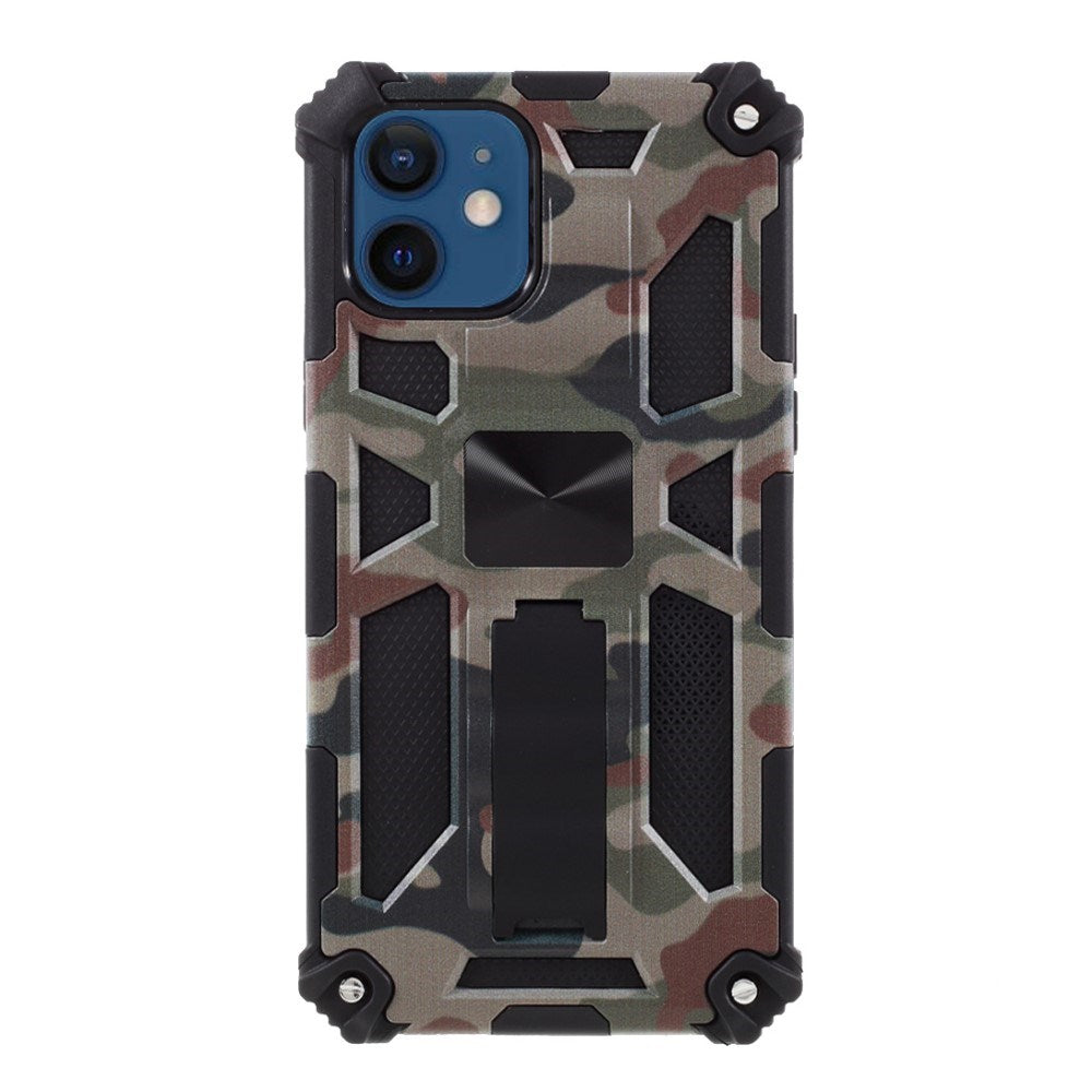 EIDERWOOD iPhone 12 Mini Camouflage Håndværker Bagside Cover m. Kickstand - Brun / Grøn