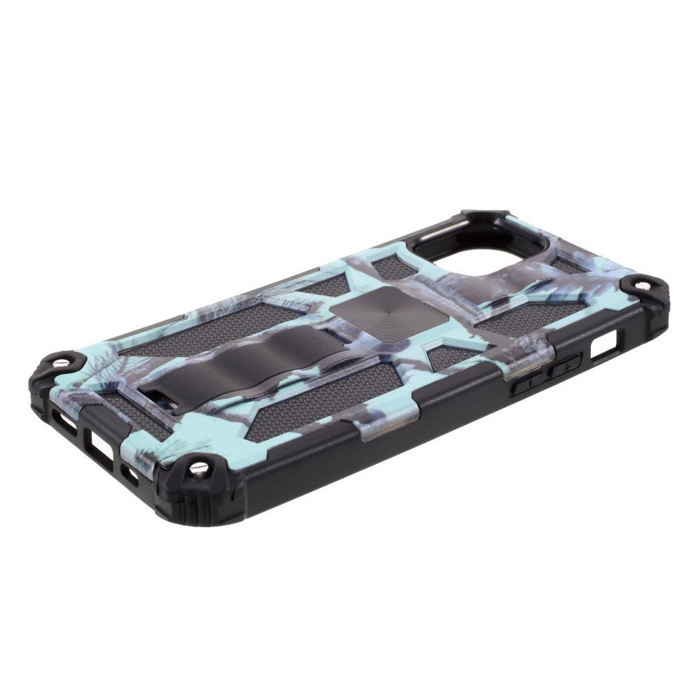 EIDERWOOD iPhone 12 Mini Camouflage Håndværker Bagside Cover m. Kickstand - Turkis / Sort