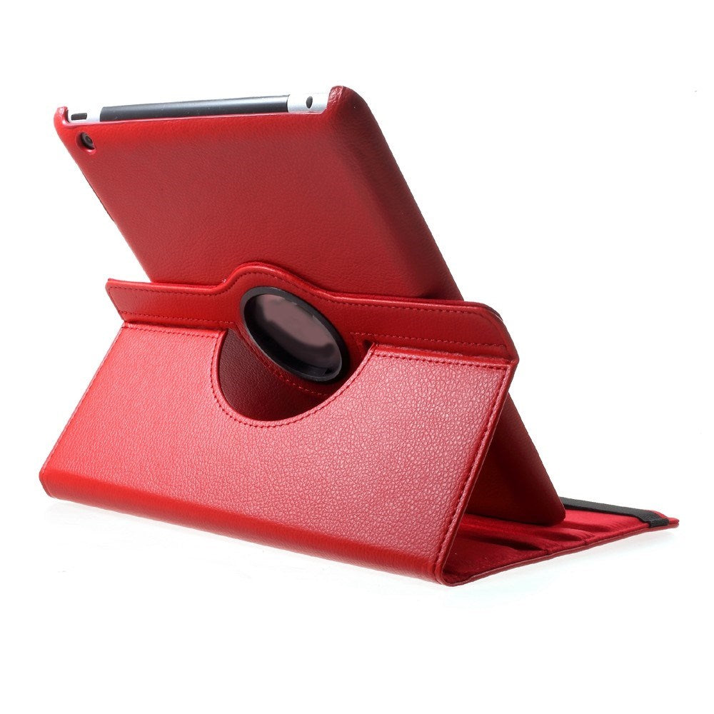 iPad 4 / 3 / 2 - EIDERWOOD Kunstlæder Flip Cover m. Elastik & Roterbar Funktion - Rød