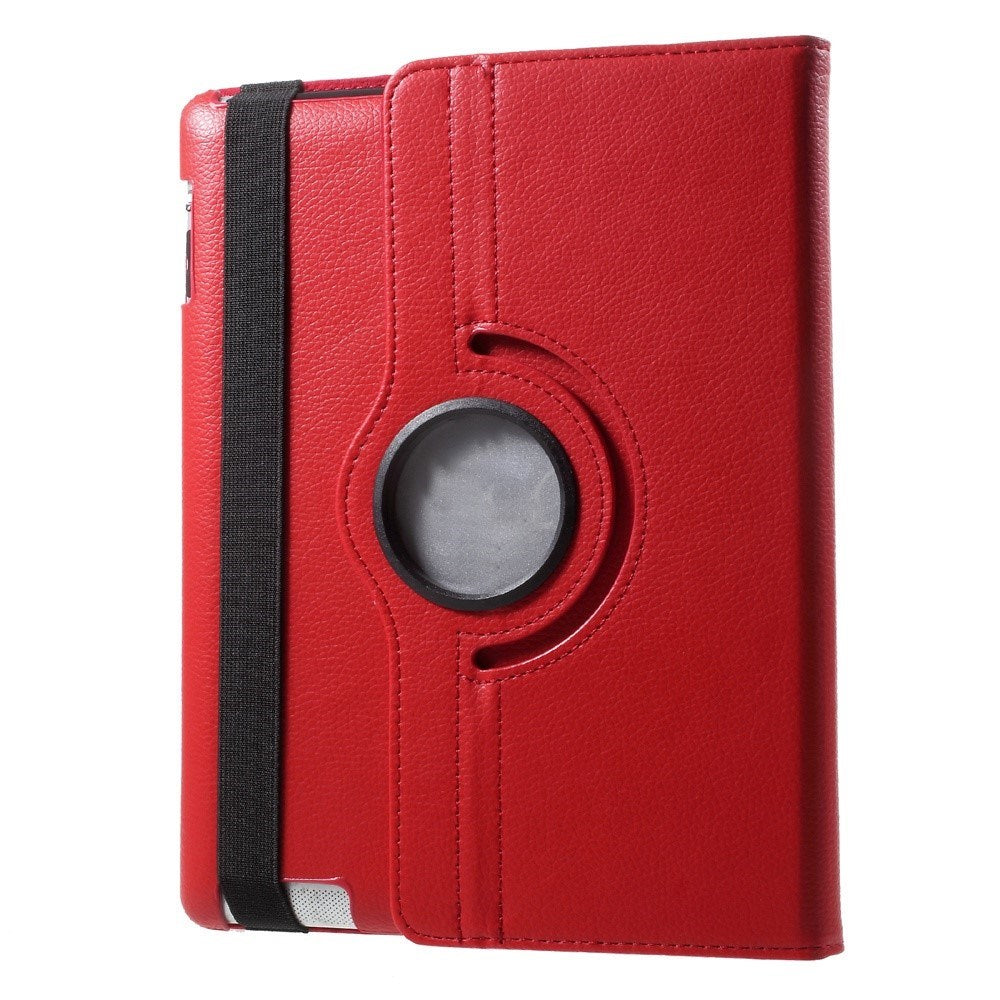 iPad 4 / 3 / 2 - EIDERWOOD Kunstlæder Flip Cover m. Elastik & Roterbar Funktion - Rød