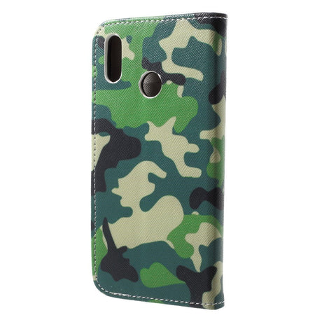 Huawei P20 Lite Læder Mobil Cover m. Pung & Ståfunktion - Camouflage