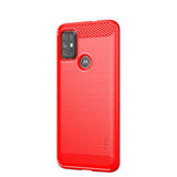 Motorola Moto G10 / G20 / G30 Mofi Brushed Carbon Fiber Fleksibelt Plastik Mobil Cover - Rød