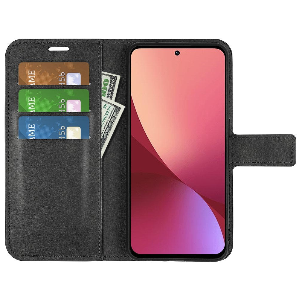 EIDERWOOD Xiaomi 12 / 12X Kunstlæder Mobil Cover m. Pung & Ståfunktion - Sort