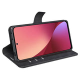 EIDERWOOD Xiaomi 12 / 12X Kunstlæder Mobil Cover m. Pung & Ståfunktion - Sort