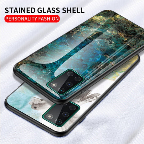 EIDERWOOD OnePlus 8T Hybrid Marmor Mobil Cover m. Glas Bagside - Blå
