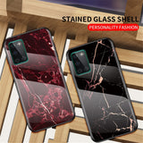 EIDERWOOD OnePlus 8T Hybrid Marmor Mobil Cover m. Glas Bagside - Rød