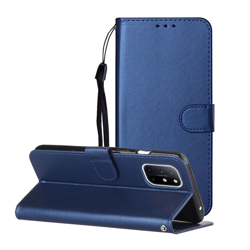 EIDERWOOD OnePlus 8T Kunstlæder Flip Cover m. Strop & Pung - Blå