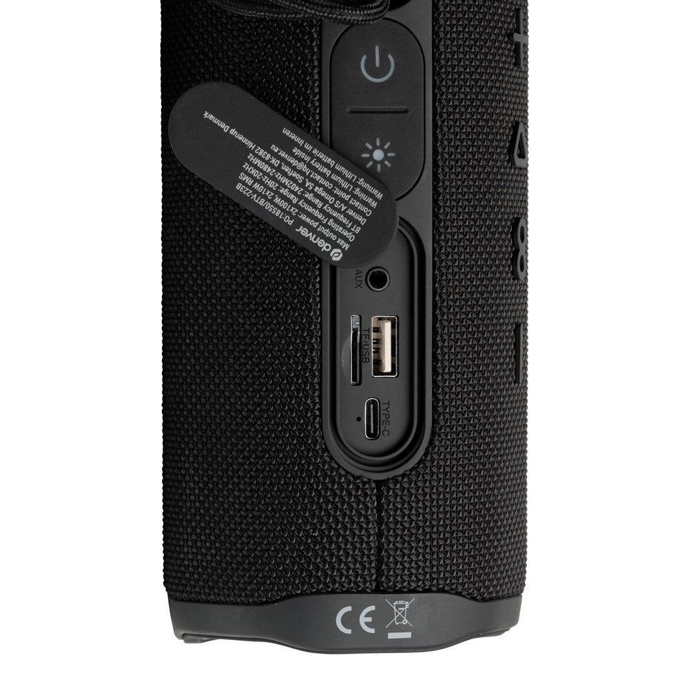 Denver Trådløs Bluetooth Højtaler - Indbygget Lys & IPX5 Vandafvisende Evne - Blå