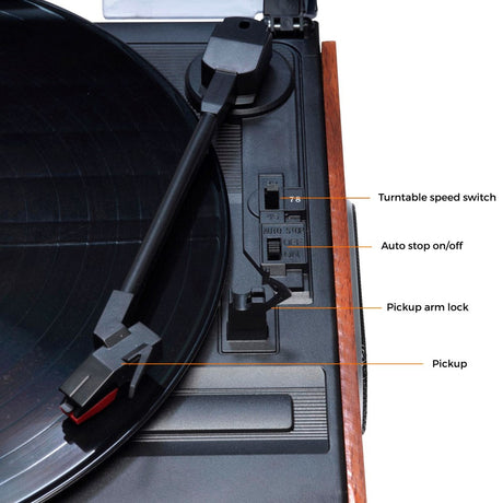 Denver VPR-190MK3 Pladespiller med Indbyggede Højtalere (2 x 15W) - FM Radio - Brun