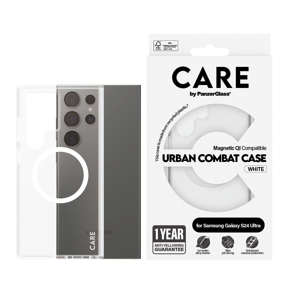 Samsung Galaxy S24 Ultra CARE by PanzerGlass FLAGSHIP Urban Combat Case - Transparent