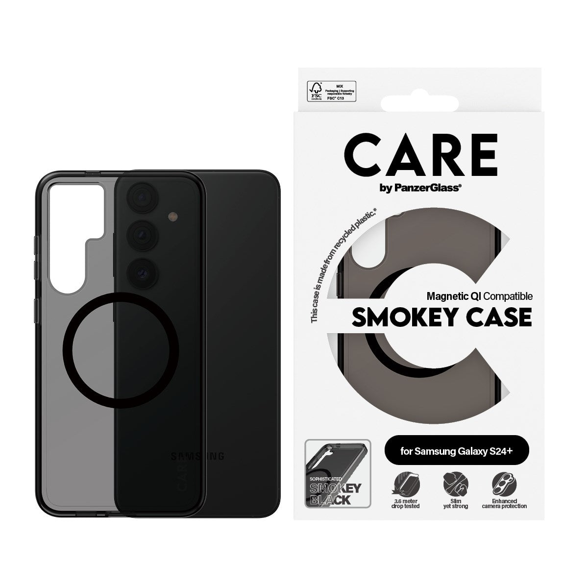 Samsung Galaxy S24+ (Plus) CARE by PanzerGlass FLAGSHIP Urban Combat Case - MagSafe Kompatibel - Smokey / Black