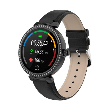 Denver SWC-342 Bluetooth Smartwatch med Kunstlæder Rem - Indbygget Sundheds- & Fitnesstracker - Sort