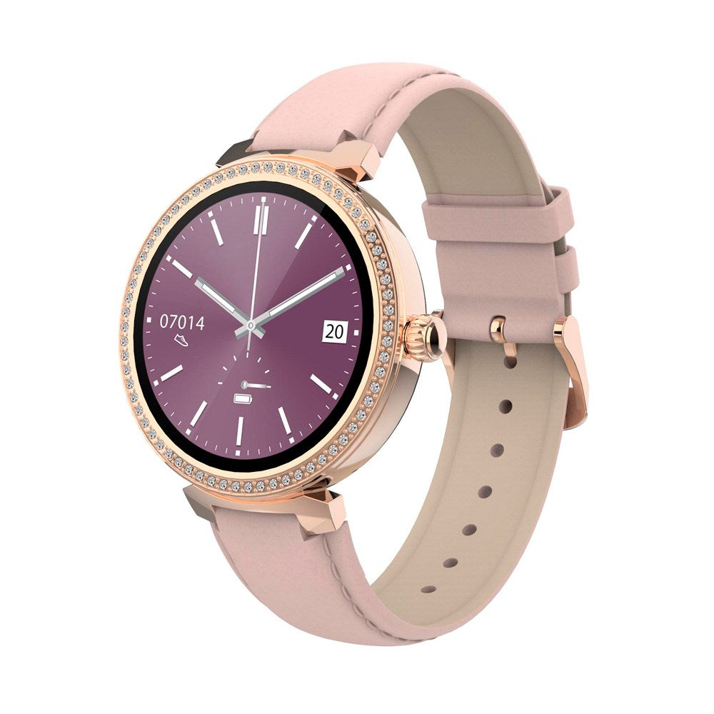 Denver SWC-342 Bluetooth Smartwatch med Kunstlæder Rem - Indbygget Sundheds- & Fitnesstracker - Lyserød