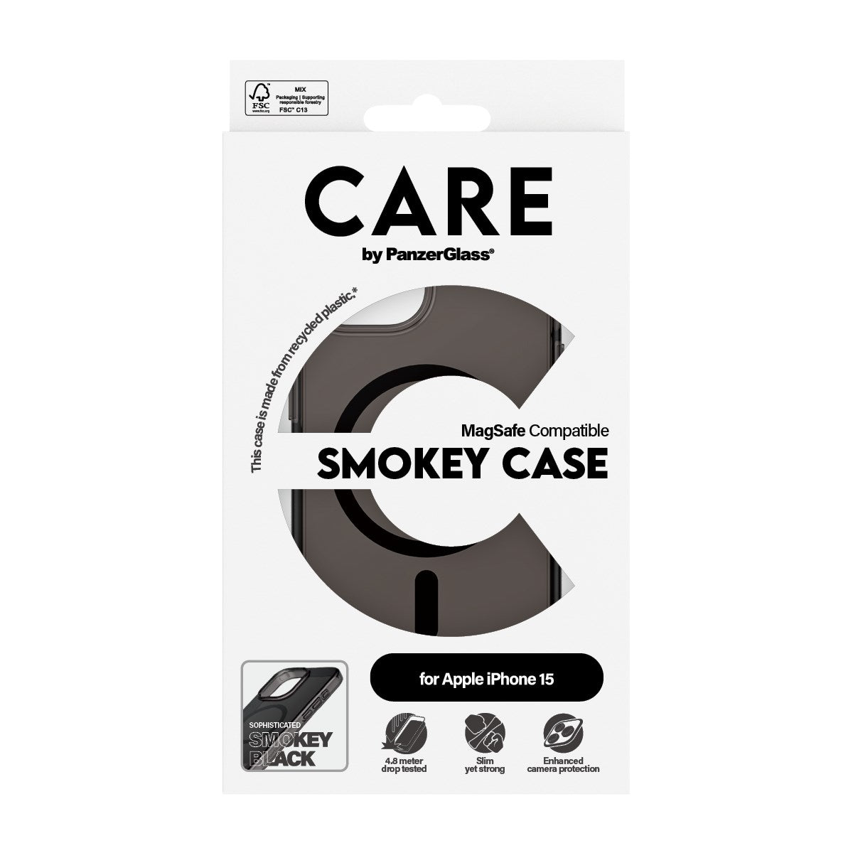 iPhone 15 CARE by PanzerGlass FLAGSHIP Urban Combat Case - MagSafe Kompatibel - Smokey / Black