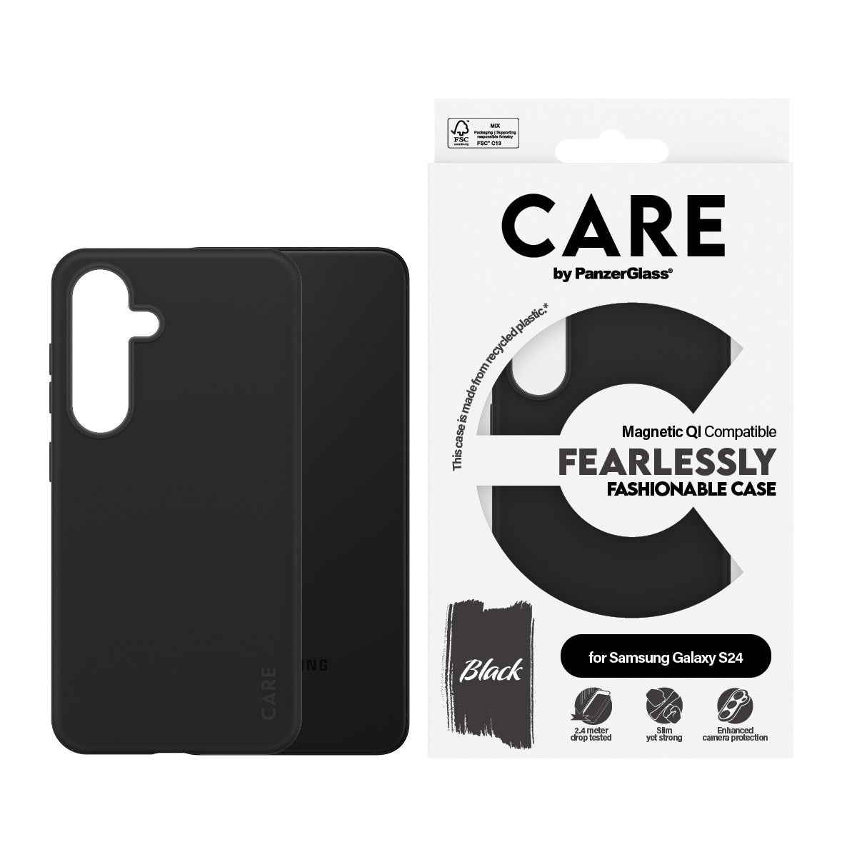 Samsung Galaxy S24 CARE by PanzerGlass FASHION Fearlessly Fashionable Case - Black