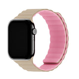 Apple Watch (38/40/SE/41/42mm) Holdit Silikone Rem m. Magnetlukning - Lyserød / Beige
