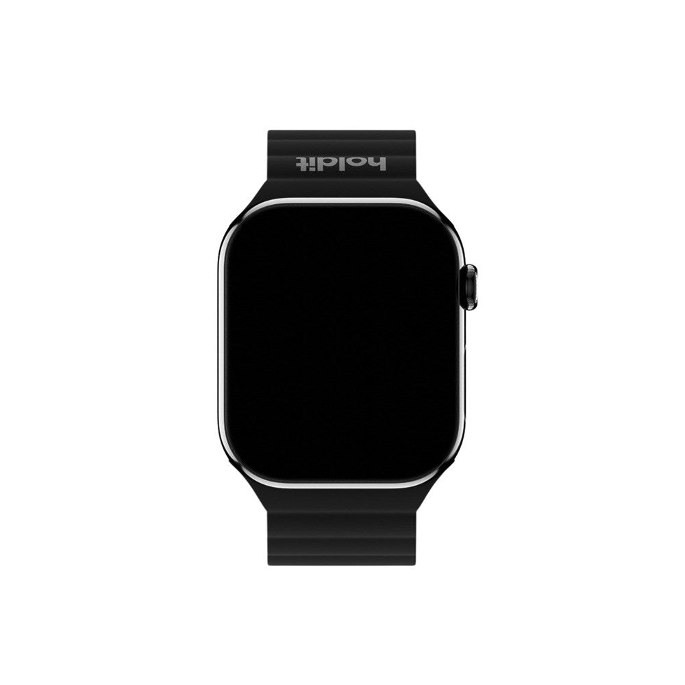 Apple Watch (42/44/SE/45/46/49mm) Holdit Silikone Rem m. Magnetlukning - Sort / Grå