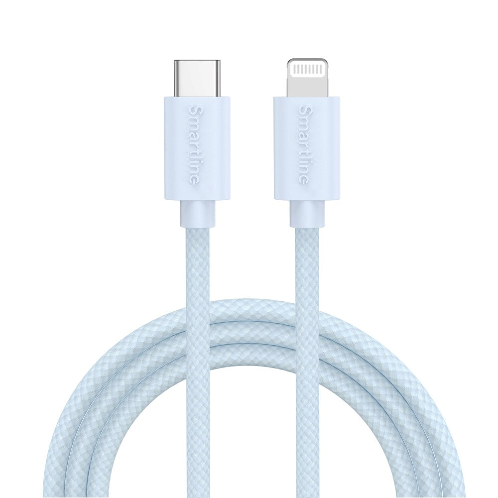 Smartline (3A/27W) USB-C til Lightning Ladekabel - 2 Meter - Lyseblå