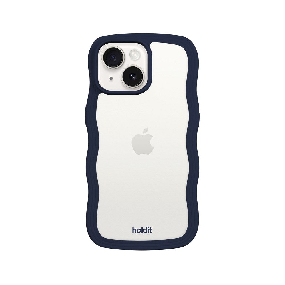 iPhone 17e / 16e / 15 / 14 / 13 Holdit Wavy Cover - Midnight Blue / Transparent - (DEMO)