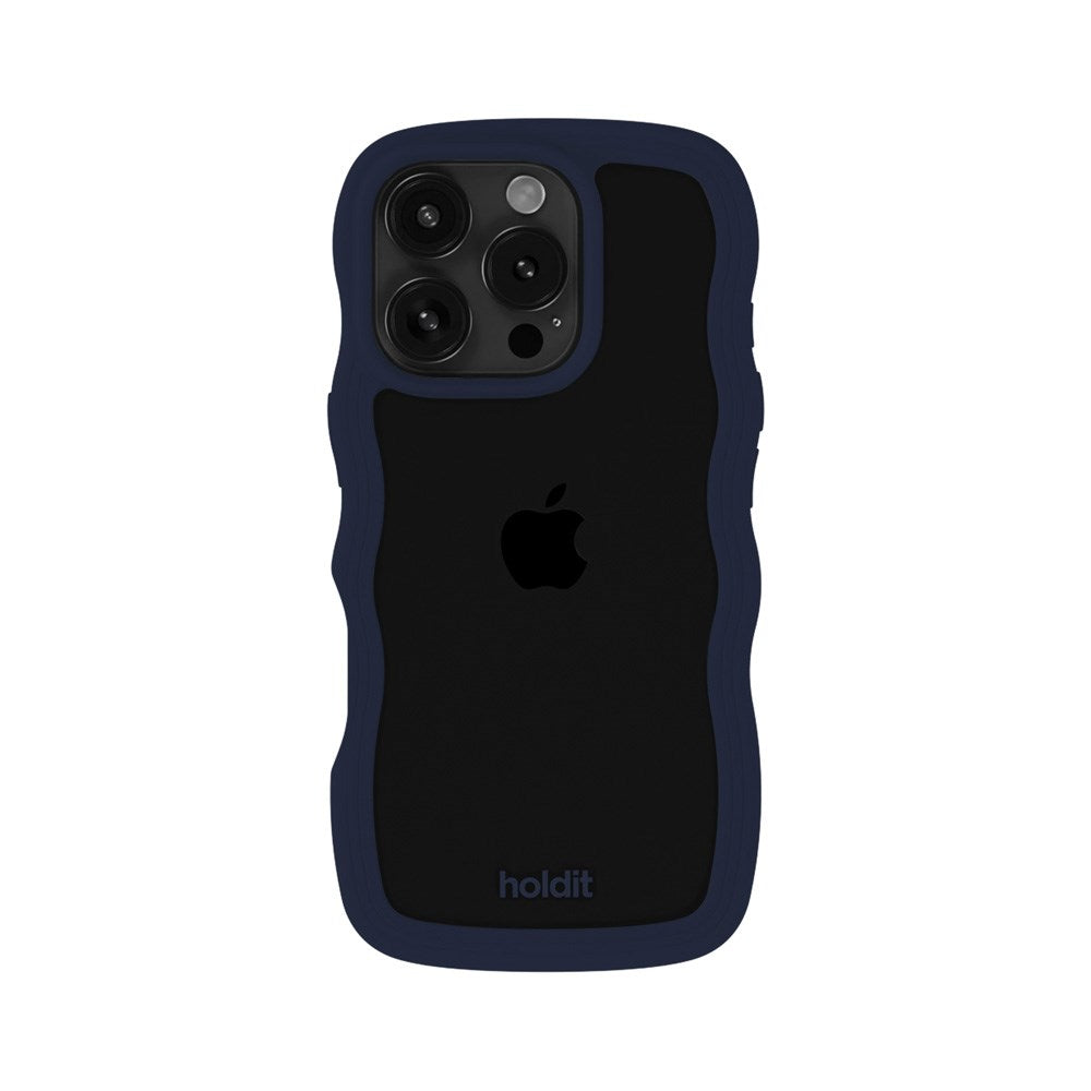 iPhone 16 Pro Holdit Wavy Cover - Midnight Blue / Transparent