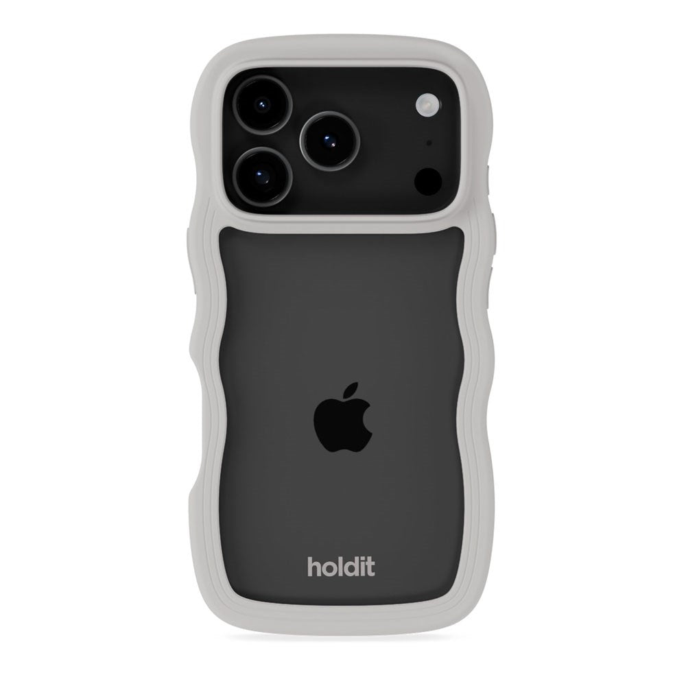 iPhone 18 Pro / 17 Pro Holdit Wavy Cover - Wool Grey / Transparent