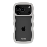 iPhone 18 Pro / 17 Pro Holdit Wavy Cover - Wool Grey / Transparent
