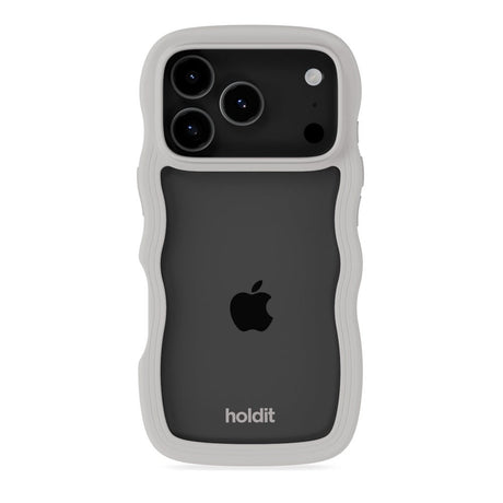 iPhone 18 Pro / 17 Pro Holdit Wavy Cover - Wool Grey / Transparent