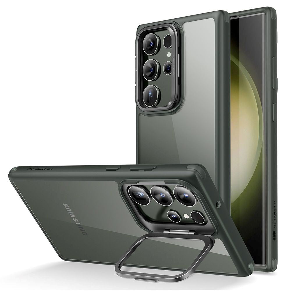 ESR Samsung Galaxy S23 Ultra Classic Bagside Cover m. Kickstand - Gennemsigtig / Grøn