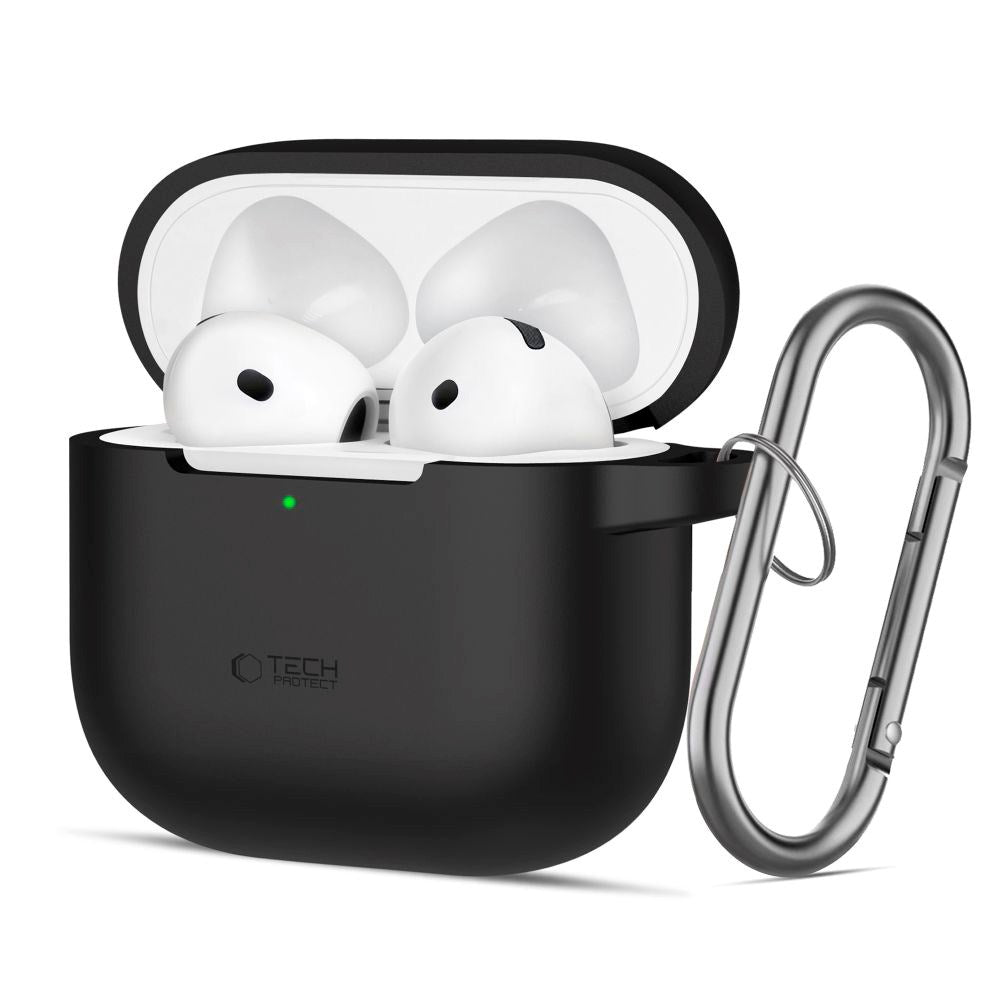 Tech-Protect Silikone Cover Apple AirPods 4 m. Karabinhage - Sort