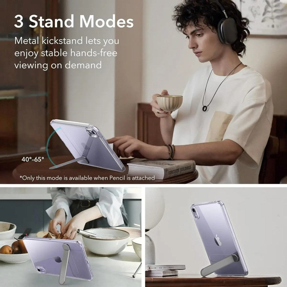 ESR iPad Mini (2024 / 2021) Hybrid Cover m. Ståfunktion - Gennemsigtig / Grå